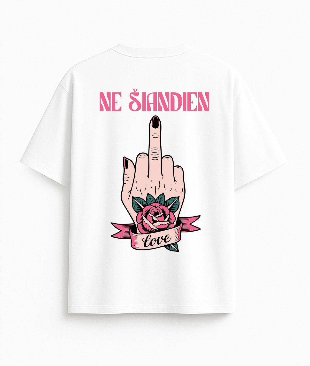 BALTI OVERSIZED MARŠKINĖLIAI "NE ŠIANDIEN"