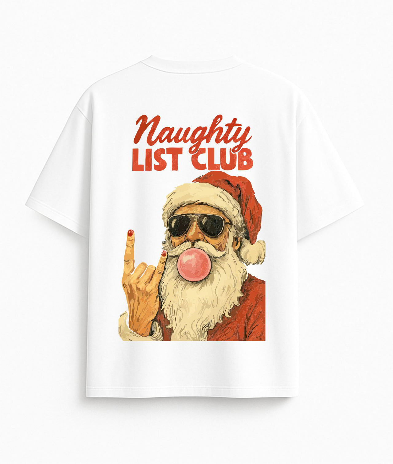 BALTI OVERSIZED MARŠKINĖLIAI "NAUGHTY LIST CLUB"