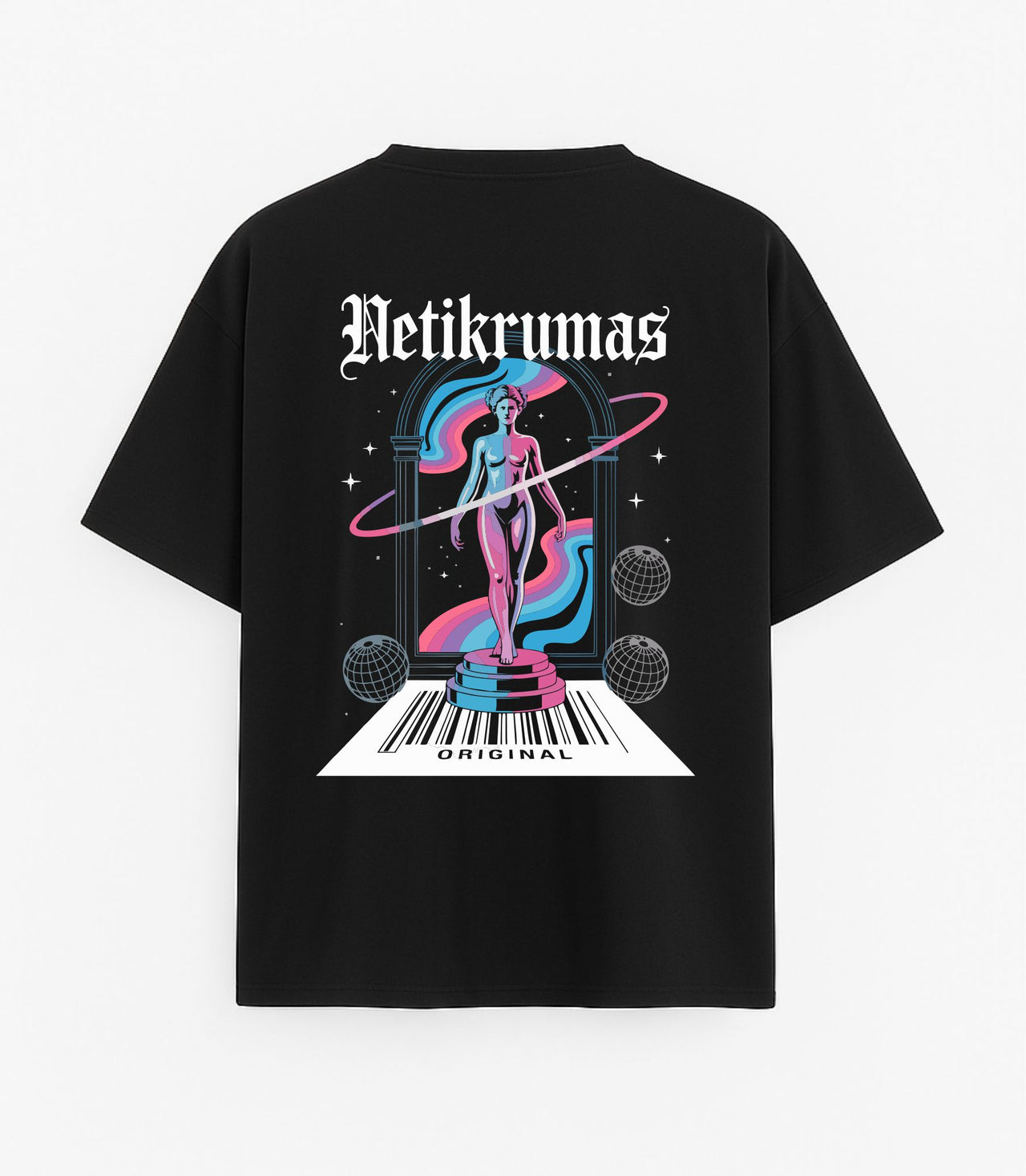 JUODI OVERSIZED MARŠKINĖLIAI "NETIKRUMAS"