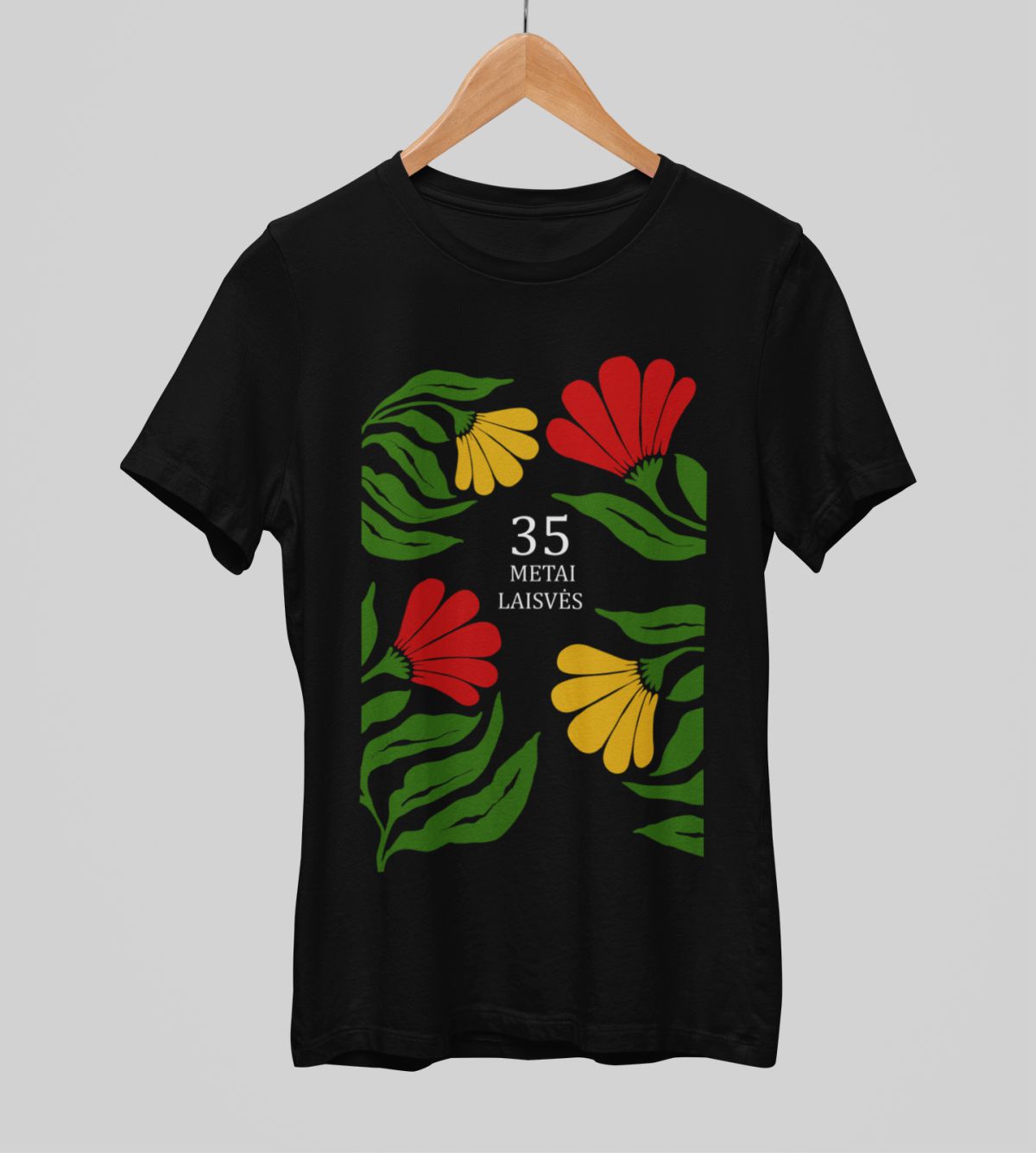 Juodi unisex marškinėliai "35 metai laisvės"
