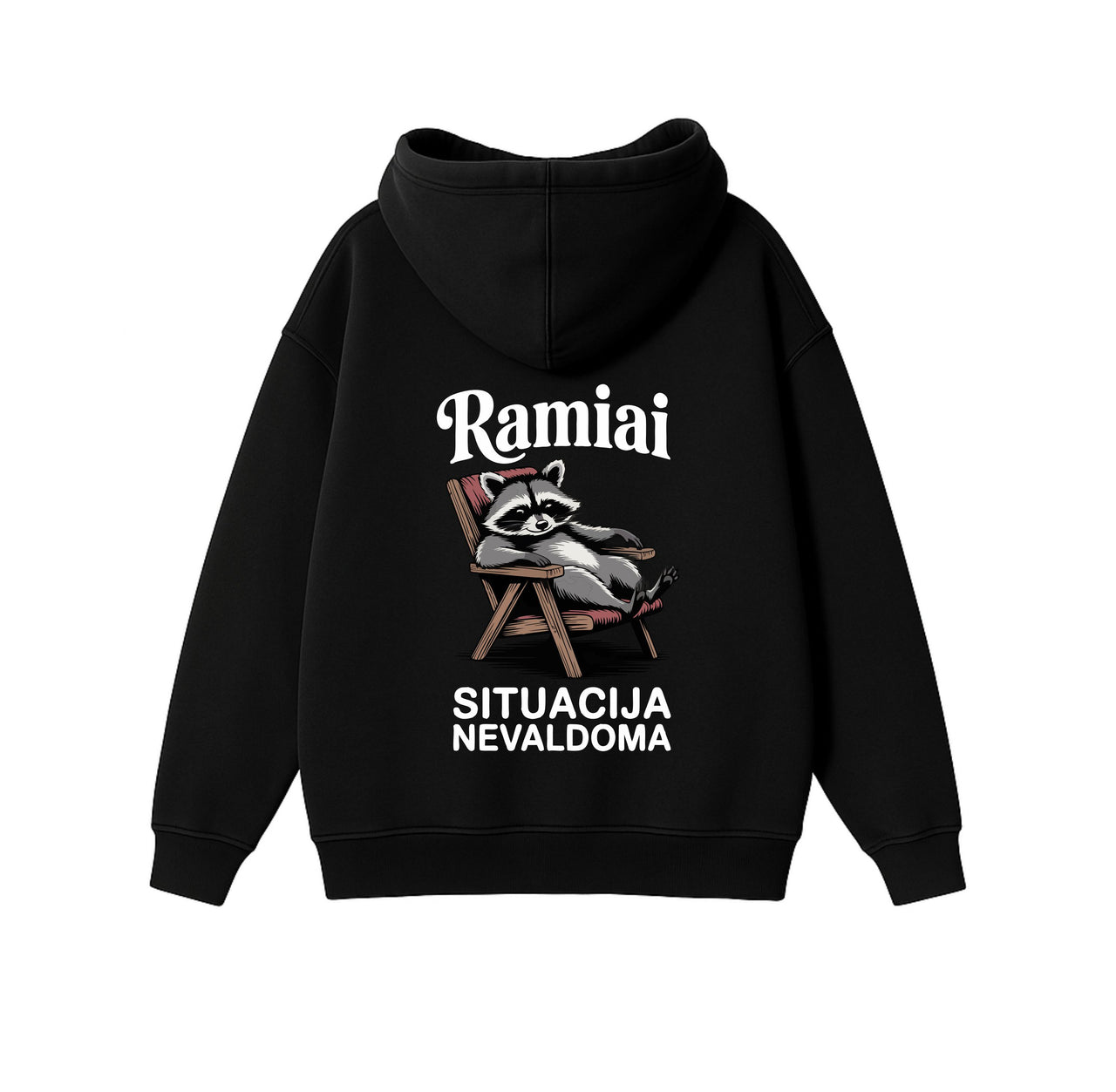 JUODAS OVERSIZED STOROS MEDŽIAGOS DŽEMPERIS "RAMIAI"