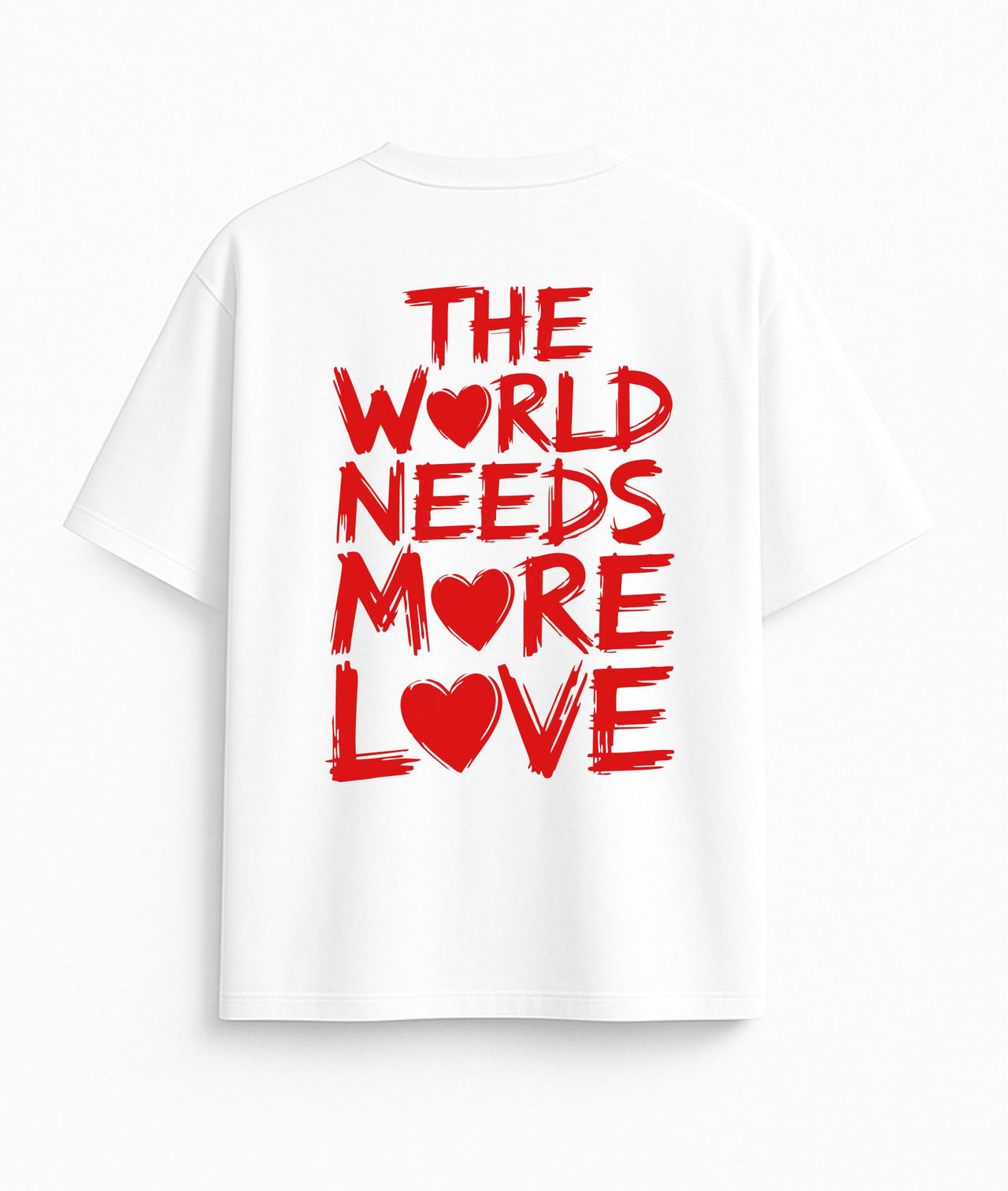 BALTI OVERSIZED MARŠKINĖLIAI "THE WORLD NEEDS MORE LOVE"