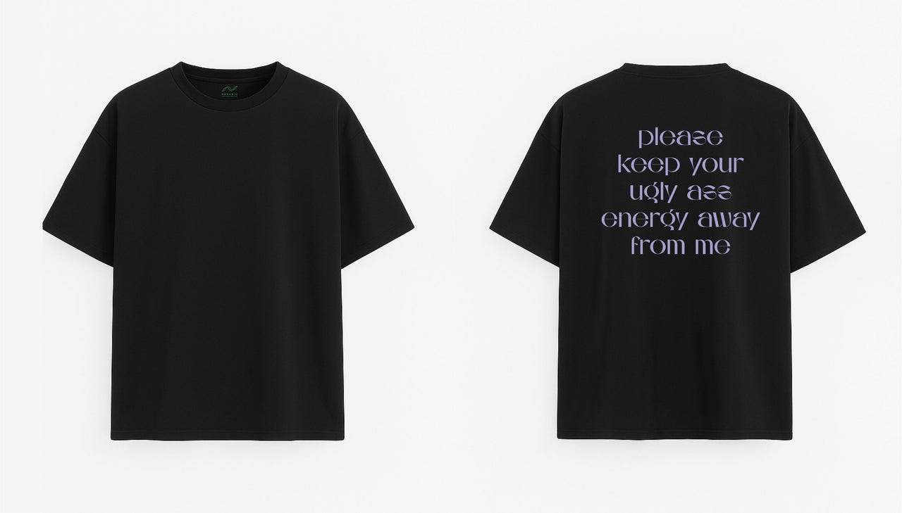 JUODI OVERSIZED MARŠKINĖLIAI "AWAY FROM ME"