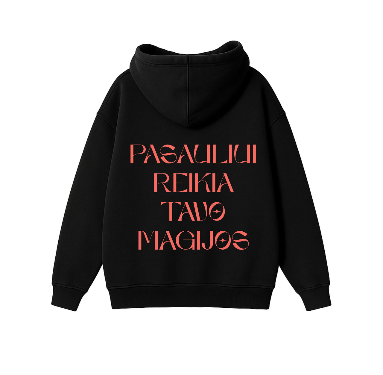 JUODAS OVERSIZED STOROS MEDŽIAGOS DŽEMPERIS "MAGIJA"