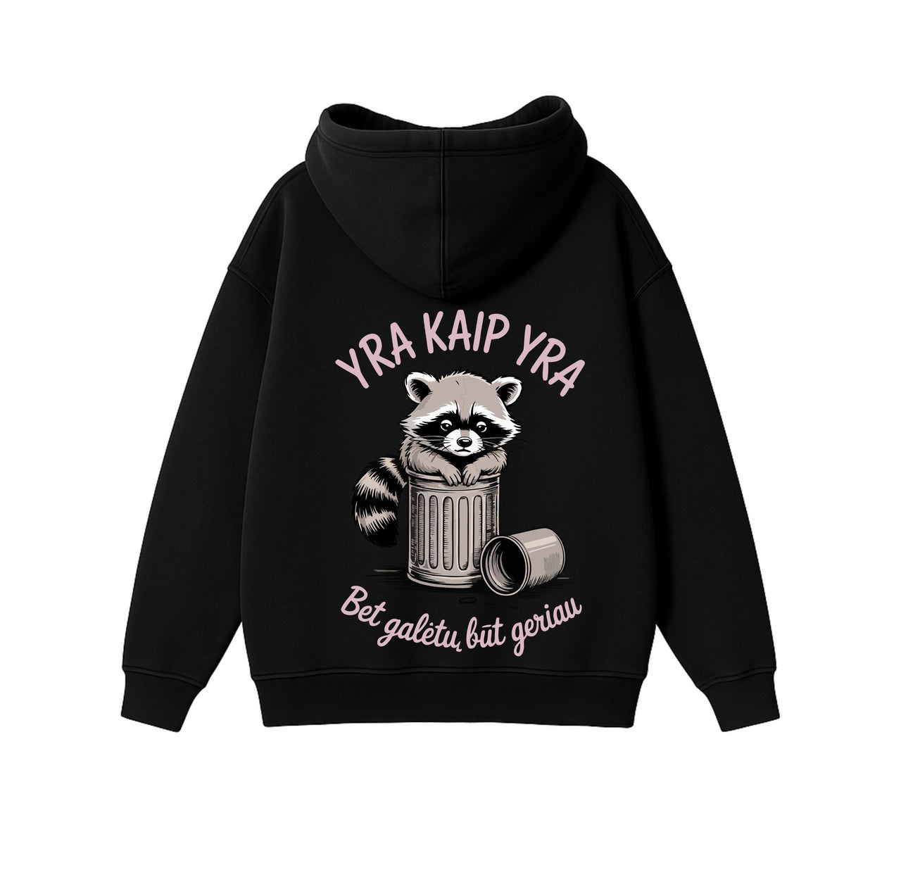 JUODAS OVERSIZED STOROS MEDŽIAGOS DŽEMPERIS "YRA KAIP YRA"