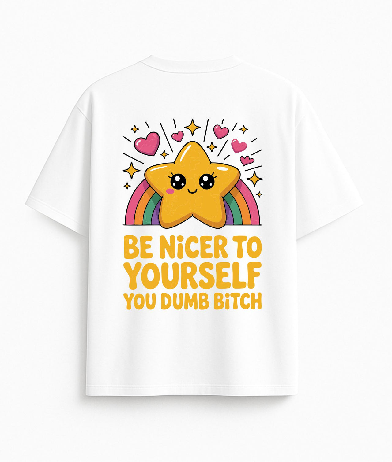 BALTI OVERSIZED MARŠKINĖLIAI "BE NICER TO YOURSELF"