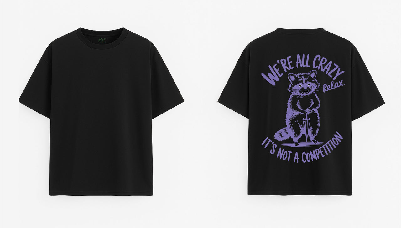 JUODI OVERSIZED MARŠKINĖLIAI "CRAZY"