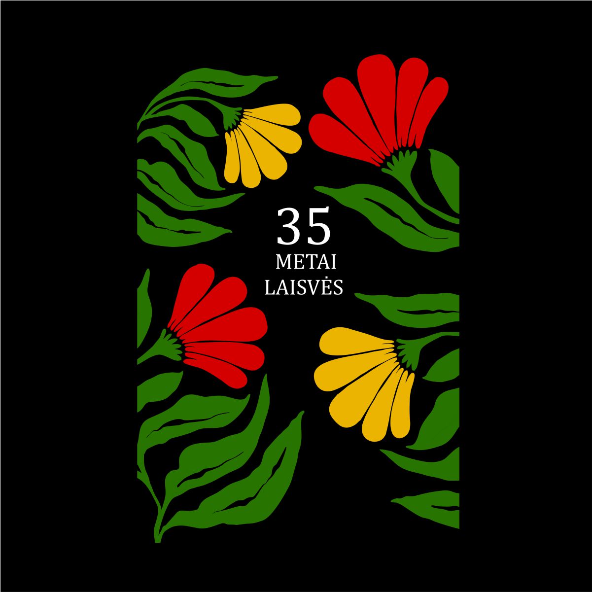Juodi unisex marškinėliai "35 metai laisvės"