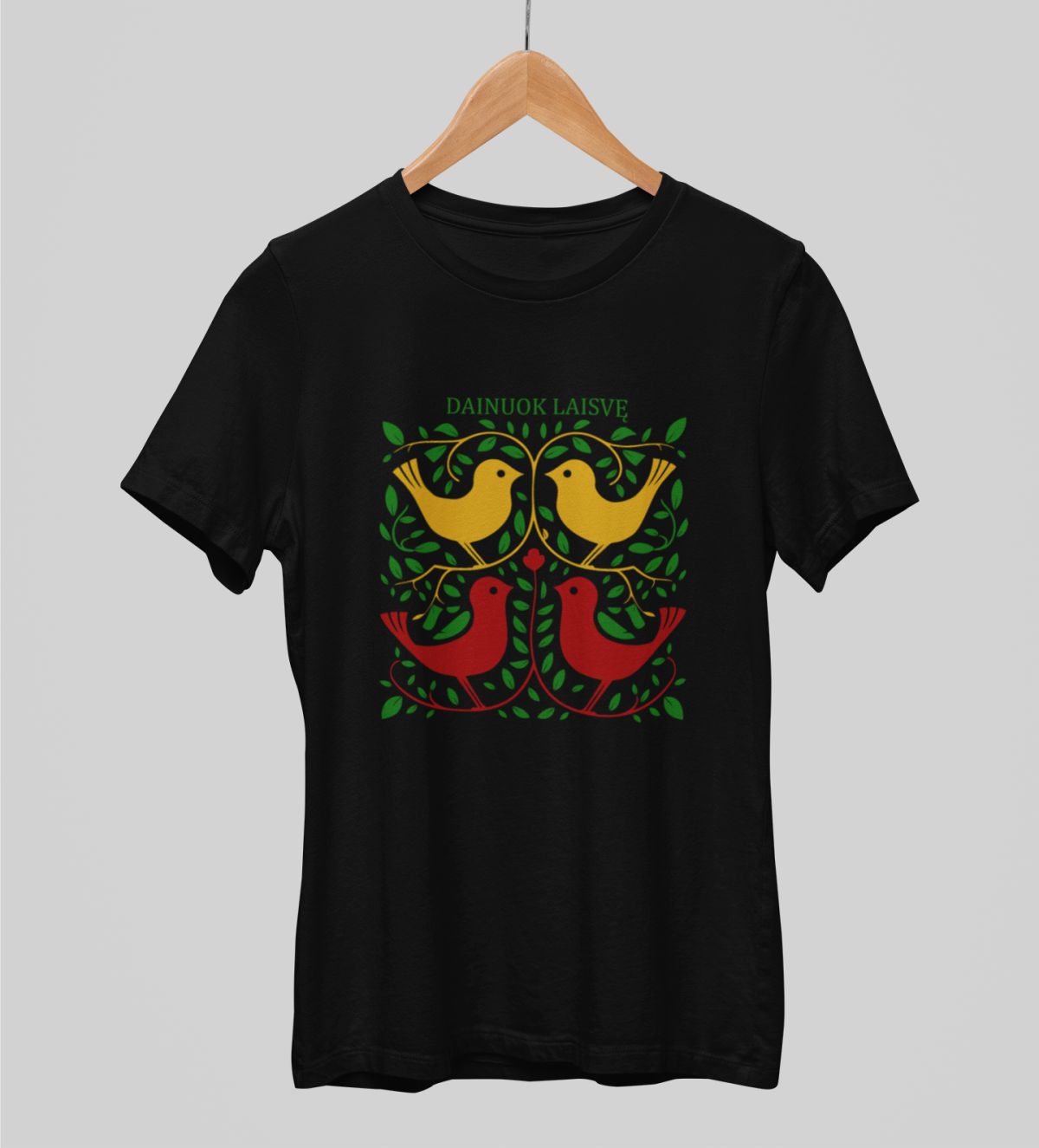 Juodi unisex marškinėliai "Dainuok, laisve"