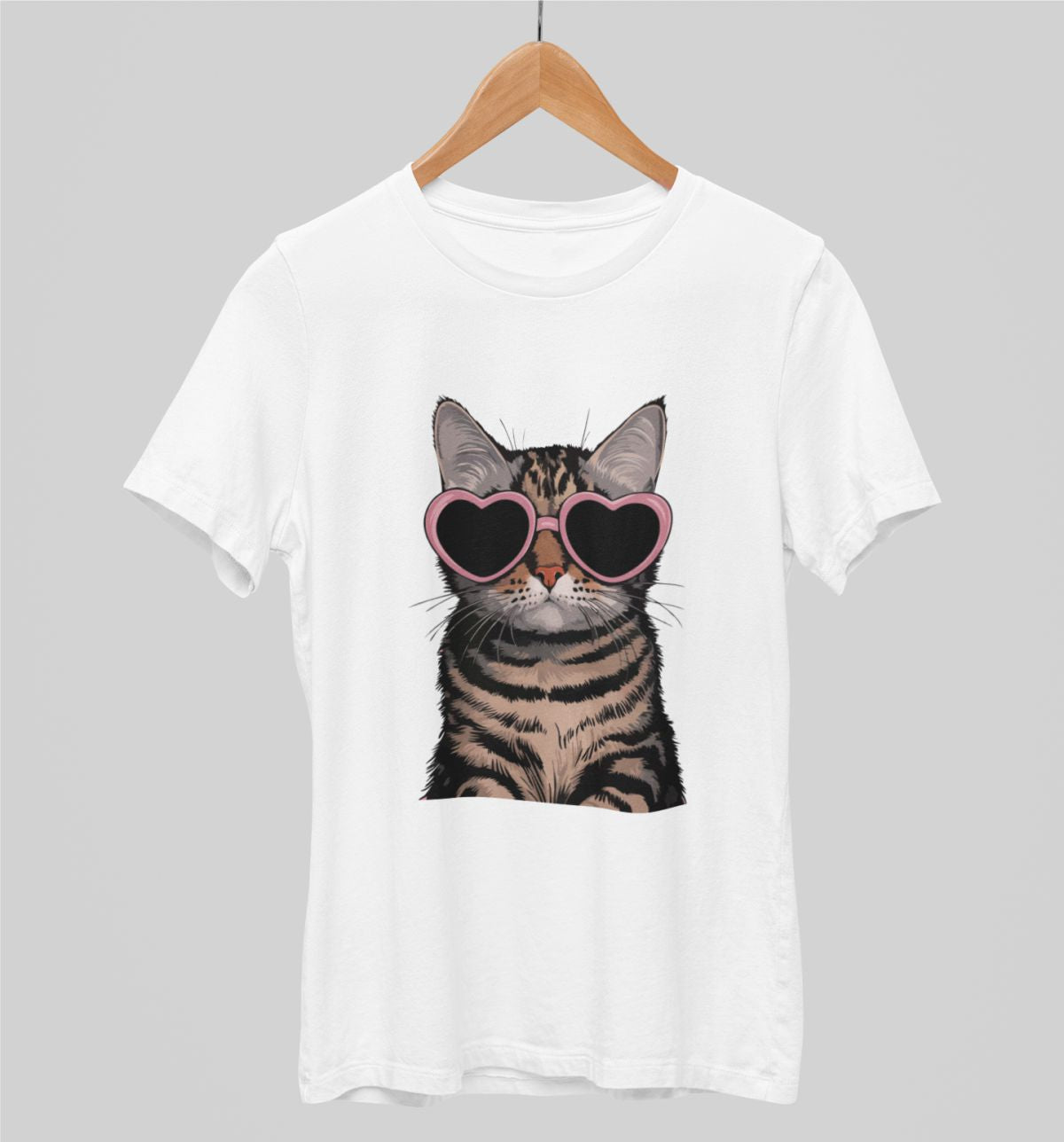 Balti unisex marškinėliai "Kietas katinas"