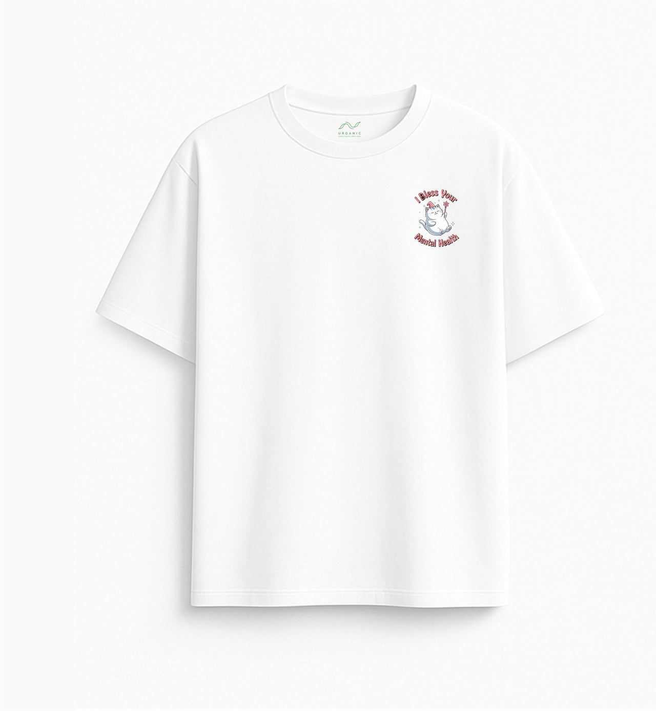 BALTI OVERSIZED MARŠKINĖLIAI "BLESS YOUR MENTAL HEALTH"