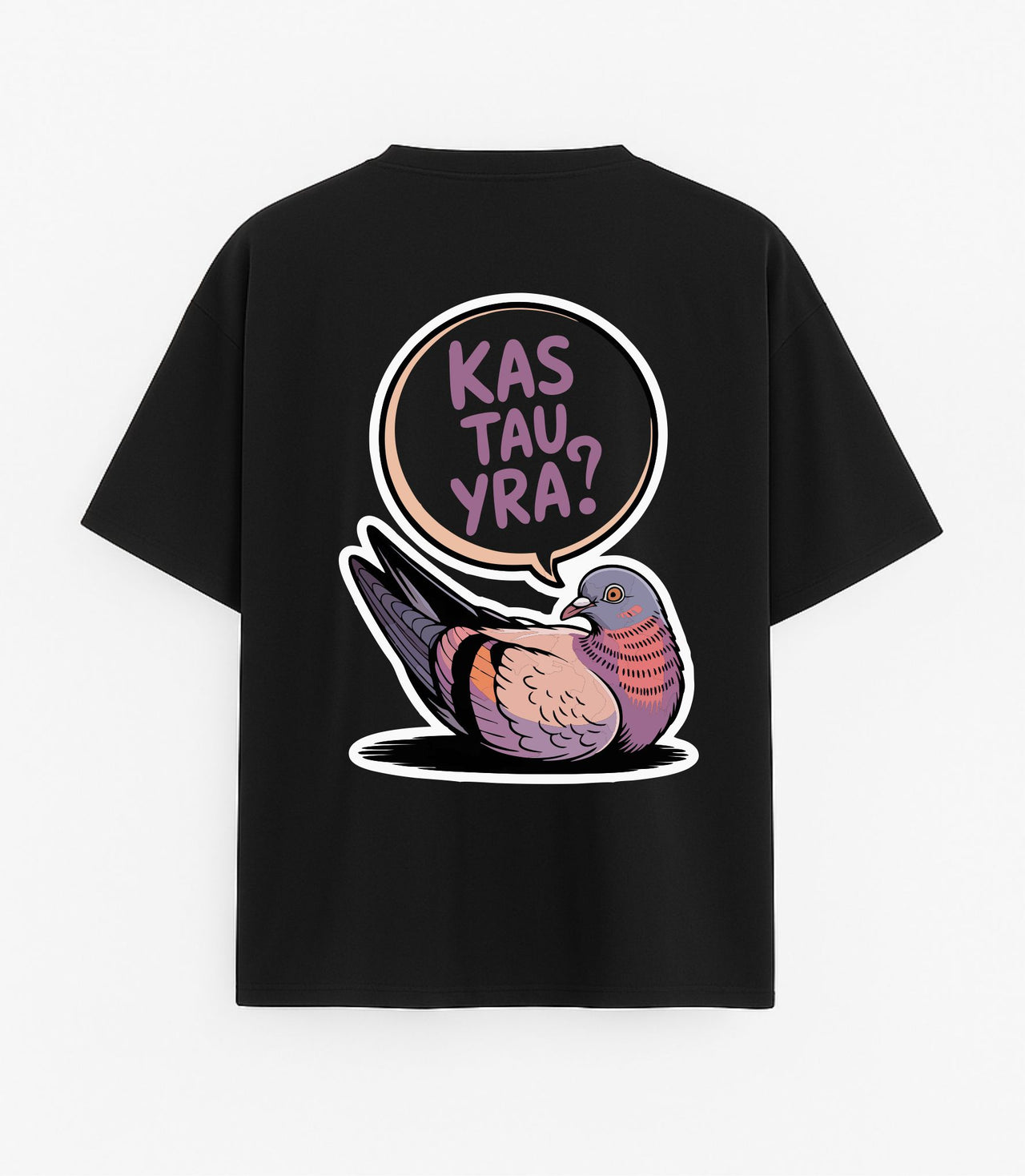 JUODI OVERSIZED MARŠKINĖLIAI "KAS TAU YRA?"