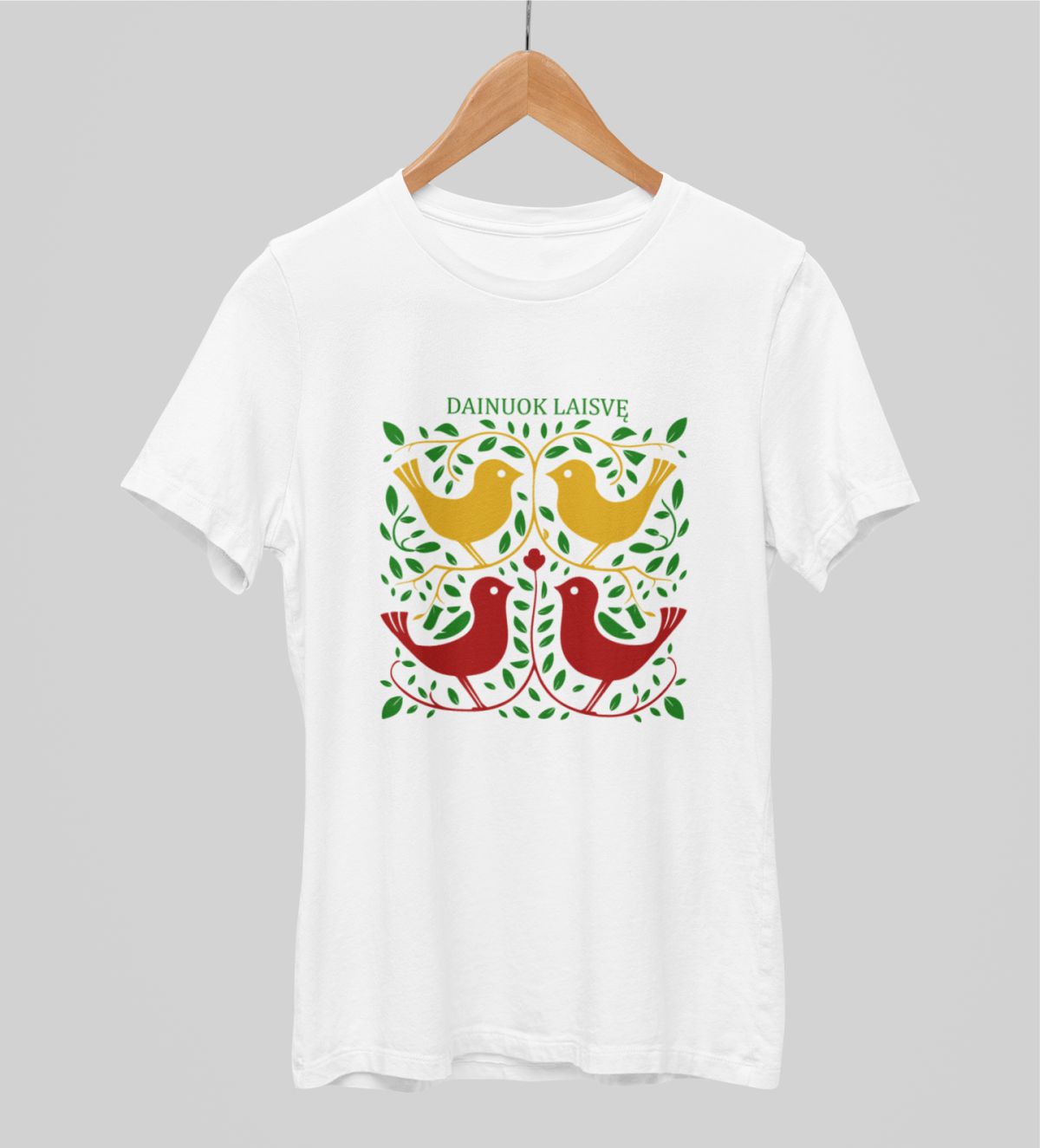Balti unisex marškinėliai "Dainuok, laisve"