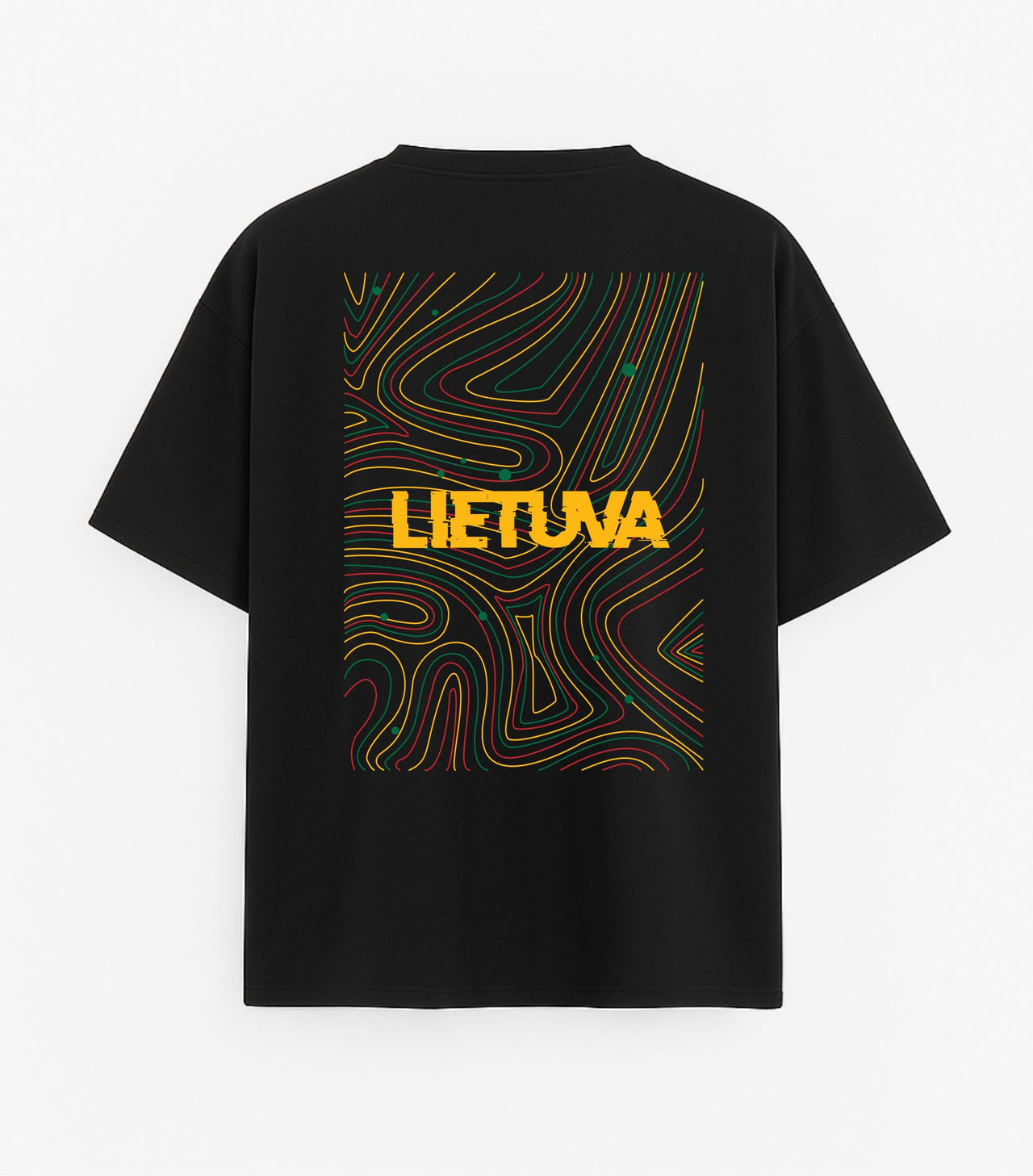 JUODI OVERSIZED MARŠKINĖLIAI "LIETUVOS FONAS"