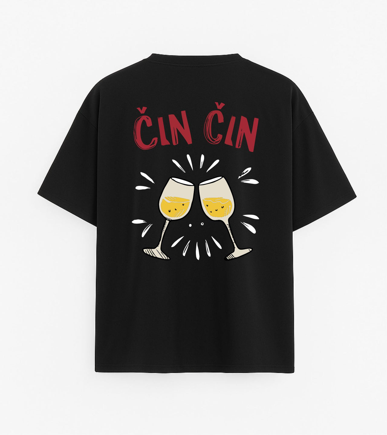 JUODI OVERSIZED MARŠKINĖLIAI "ČIN ČIN"