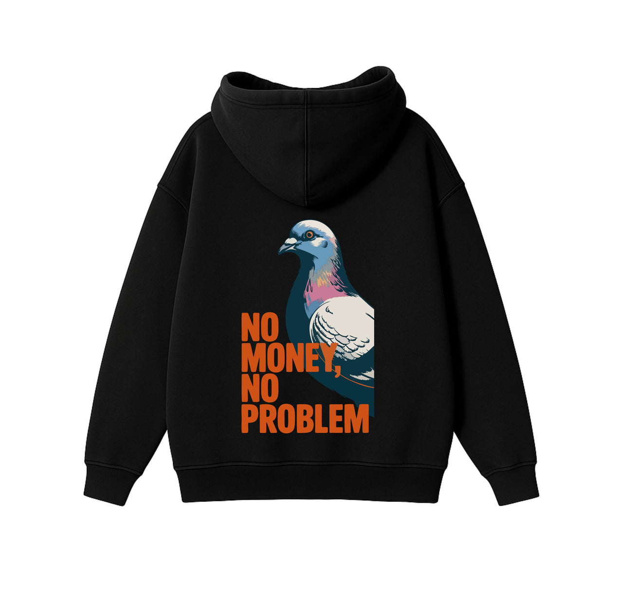 JUODAS OVERSIZED STOROS MEDŽIAGOS DŽEMPERIS "NO MONEY, NO PROBLEM"