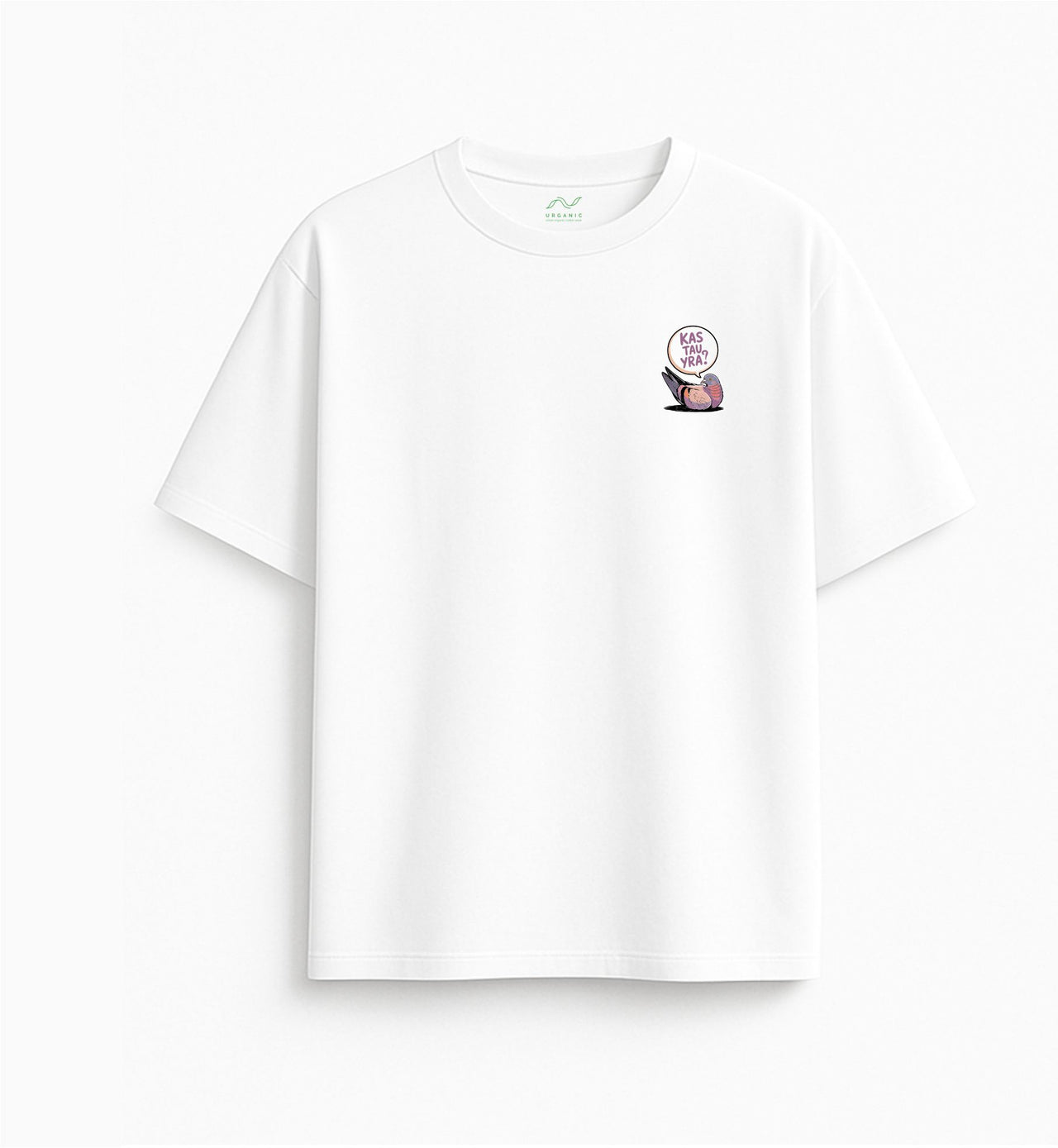 BALTI OVERSIZED MARŠKINĖLIAI "KAS TAU YRA?"