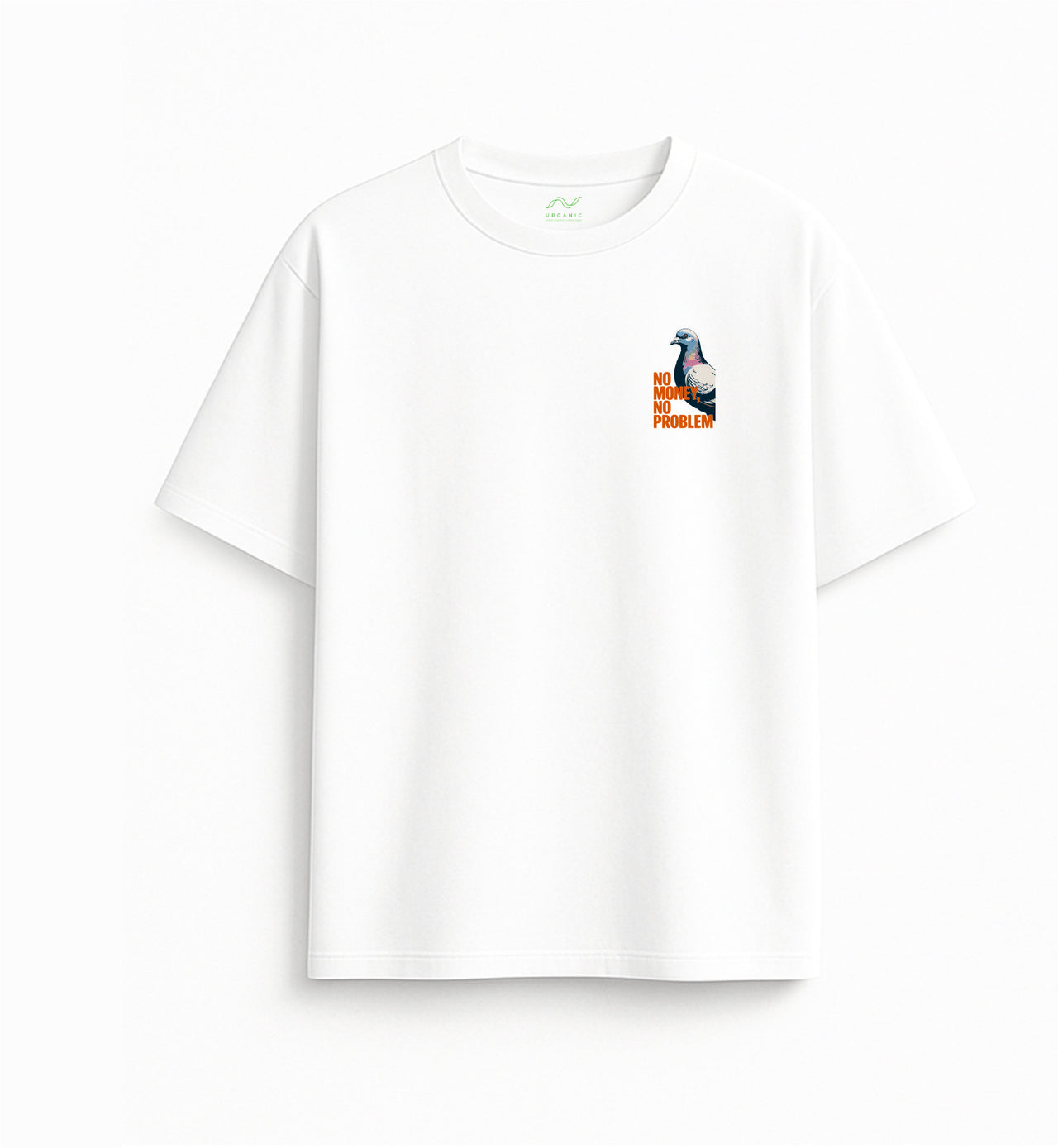 BALTI OVERSIZED MARŠKINĖLIAI "NO MONEY, NO PROBLEM"