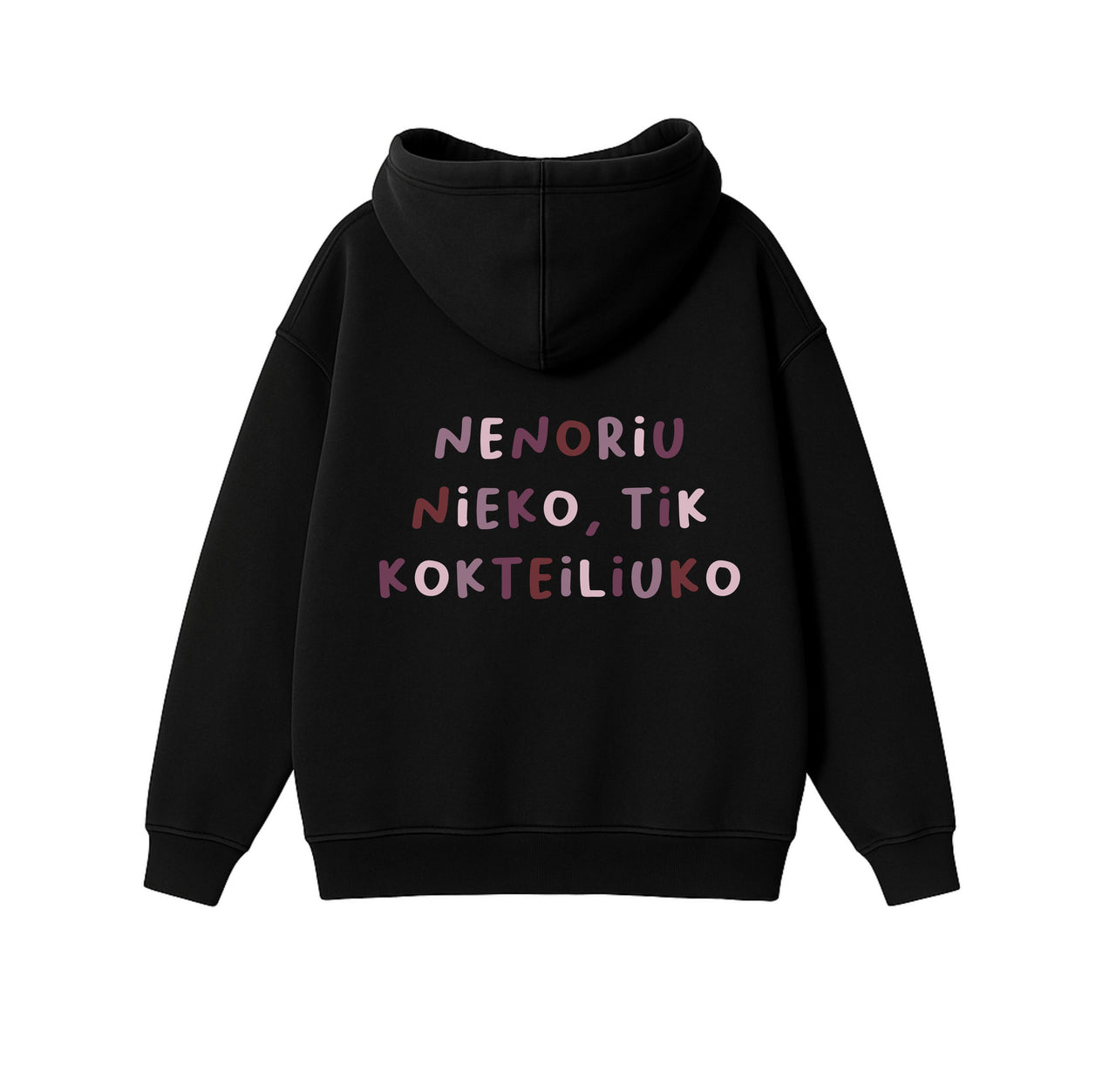 JUODAS OVERSIZED STOROS MEDŽIAGOS DŽEMPERIS "TIK KOKTEILIUKO"