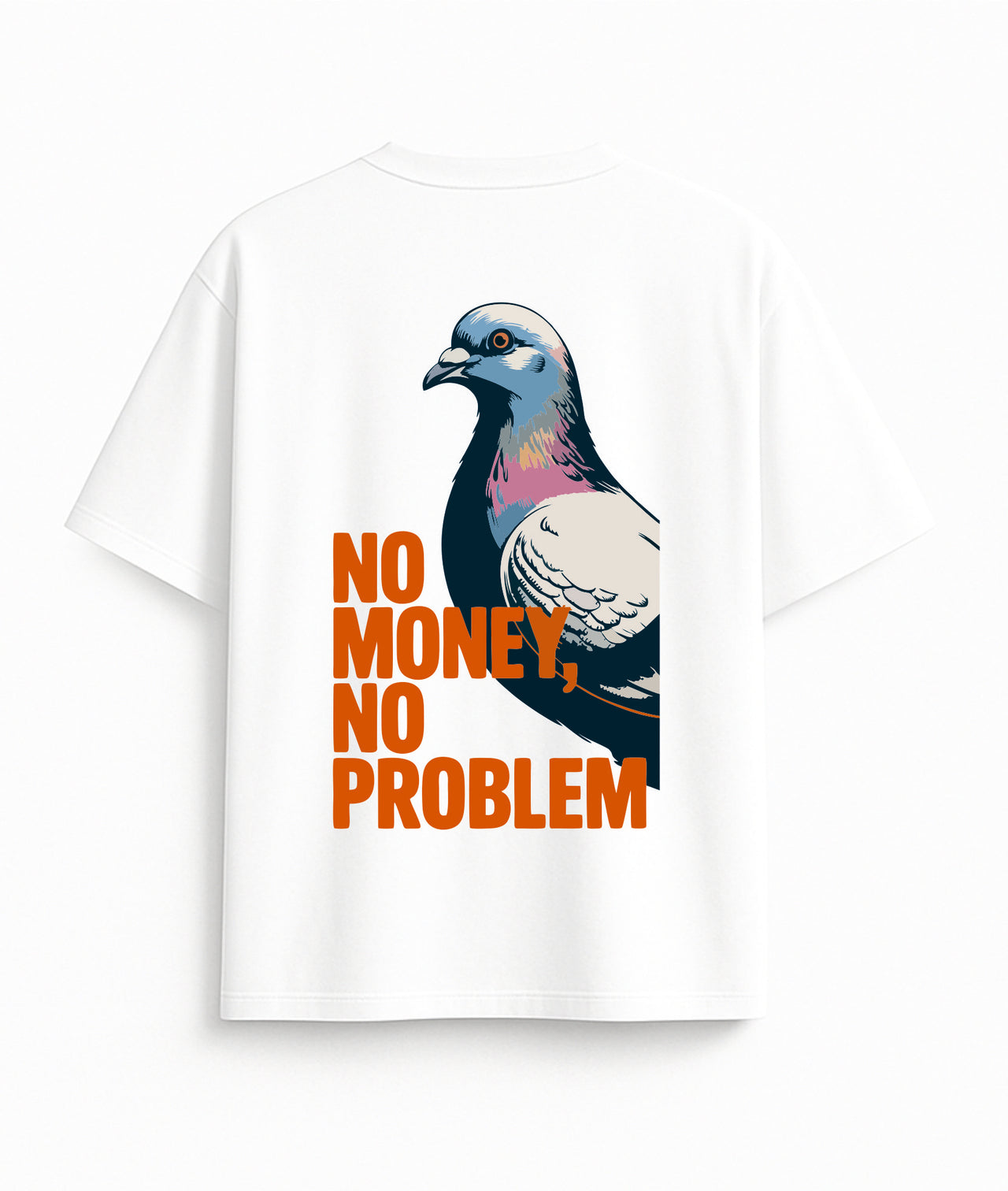 BALTI OVERSIZED MARŠKINĖLIAI "NO MONEY, NO PROBLEM"