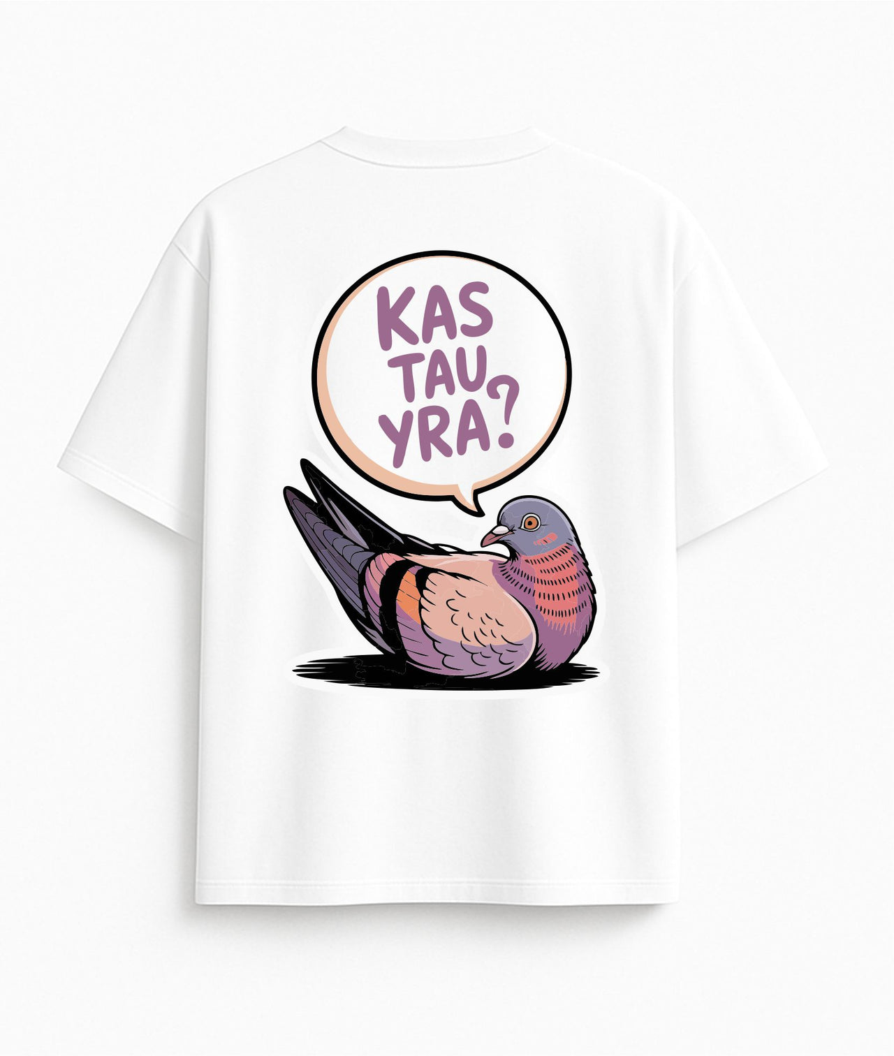 BALTI OVERSIZED MARŠKINĖLIAI "KAS TAU YRA?"