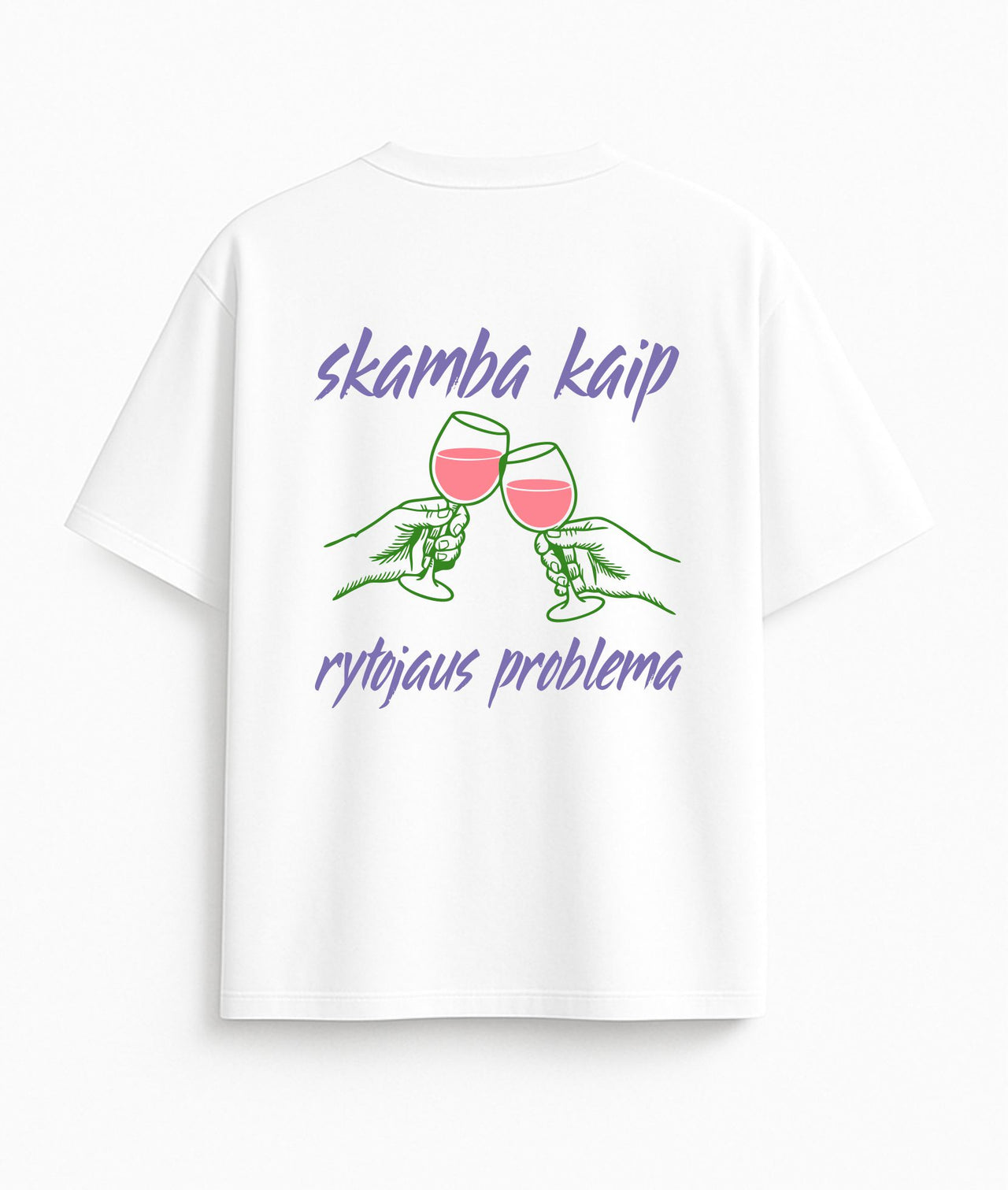 BALTI OVERSIZED MARŠKINĖLIAI "SKAMBA KAIP RYTOJAUS PROBLEMA"