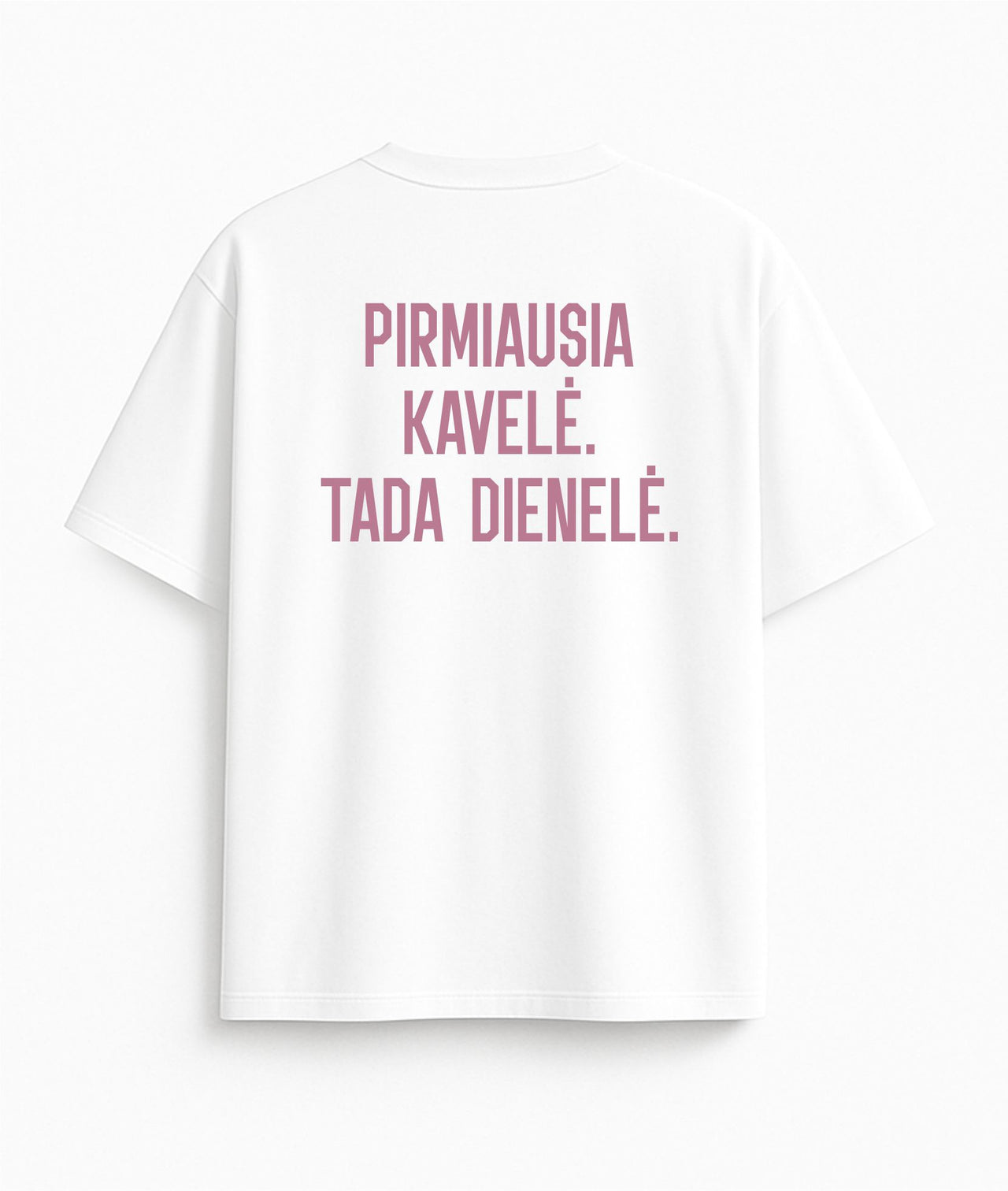 BALTI OVERSIZED MARŠKINĖLIAI "PIRMIAUSIA KAVELĖ"