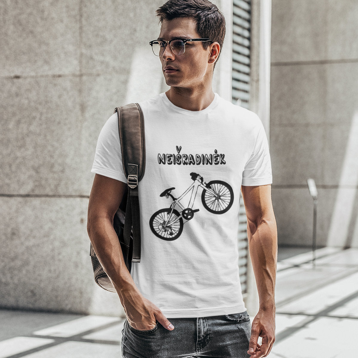 Balti UNISEX marškinėliai "Neišradinėk dviračio“