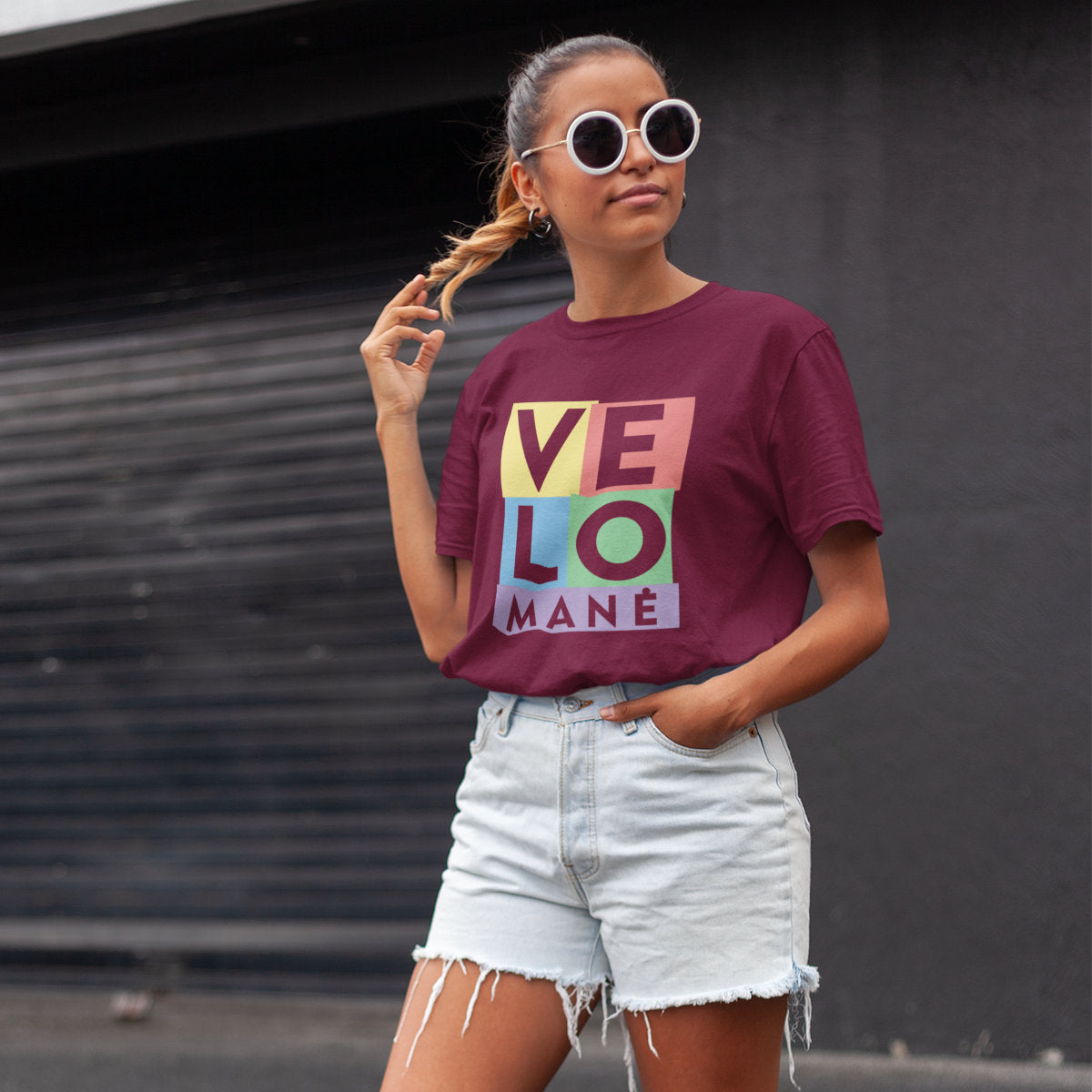 Burgundiški UNISEX marškinėliai "Velomanė“