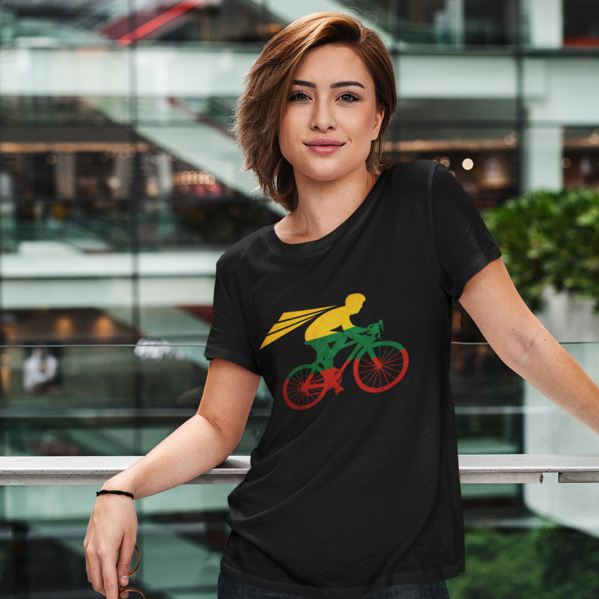Juodi UNISEX marškinėliai "LT dviratininkas“