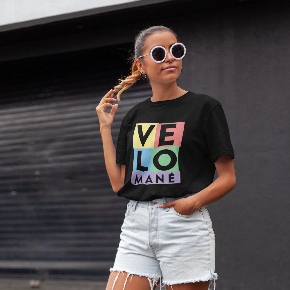 Juodi UNISEX marškinėliai "Velomanė“