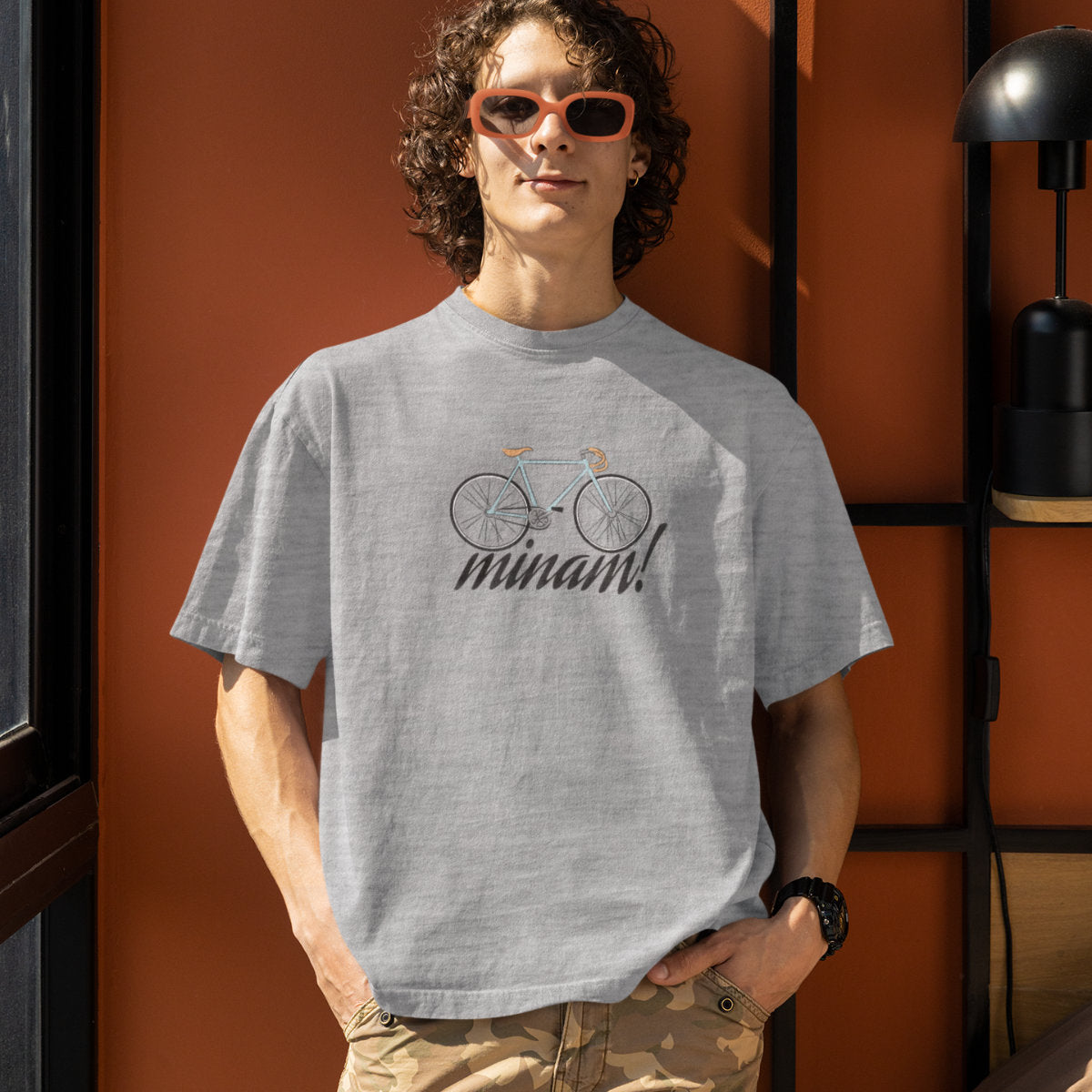 Pilki melanžiniai UNISEX marškinėliai "Minam“