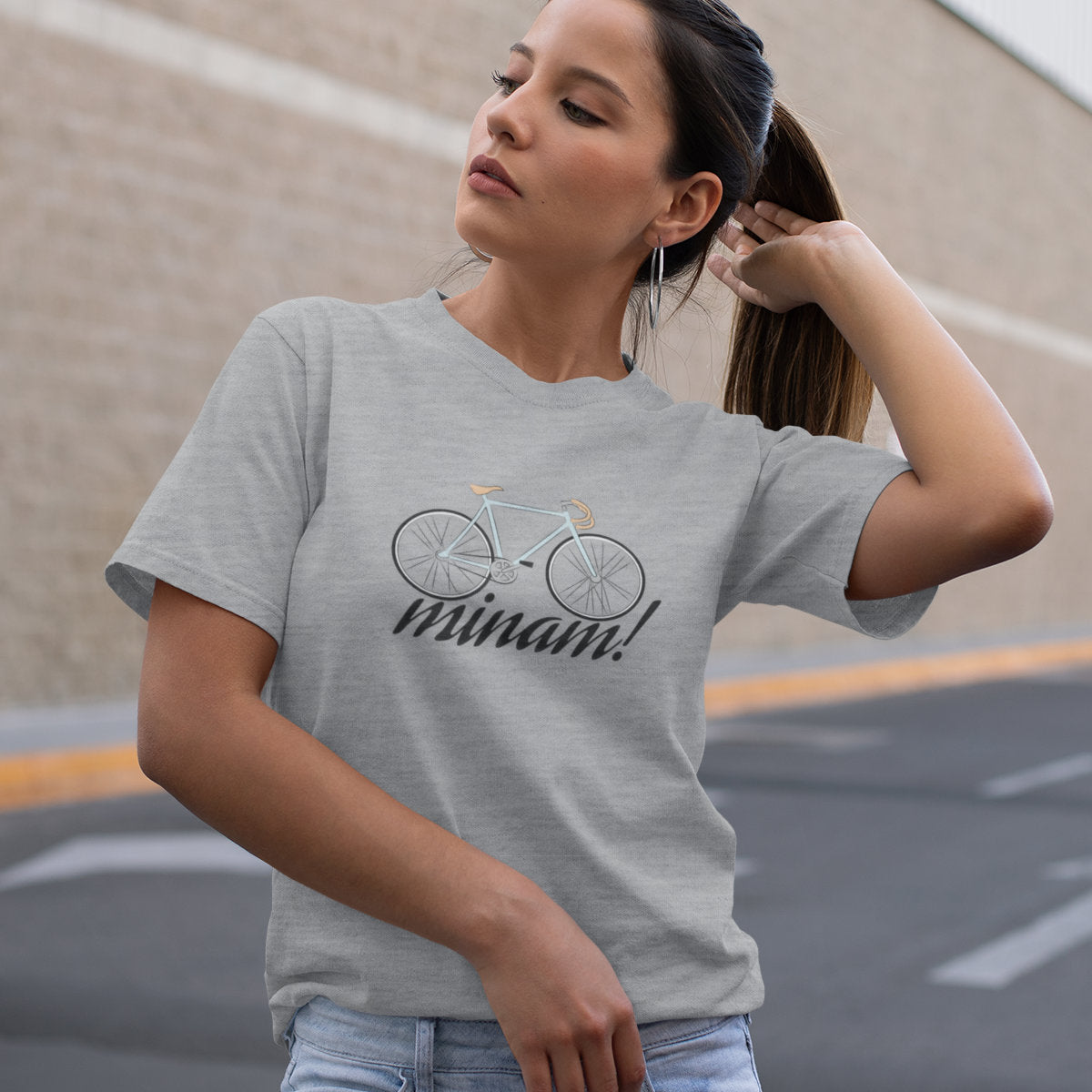 Pilki melanžiniai UNISEX marškinėliai "Minam“